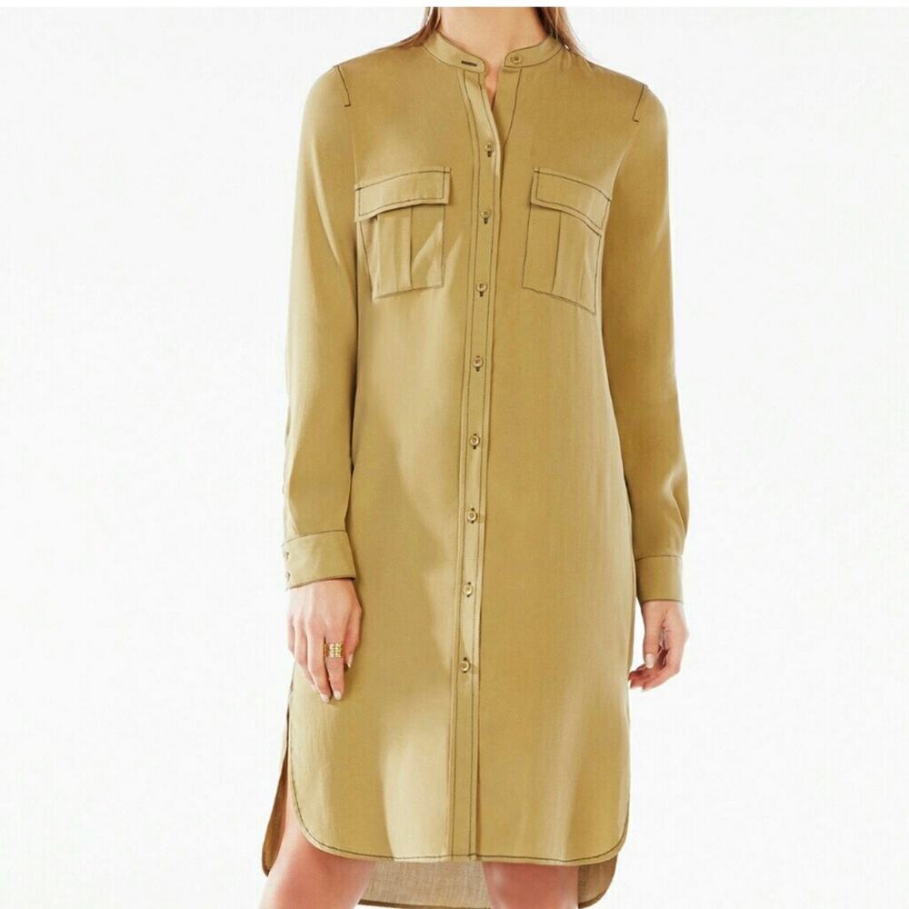 BCBGMAXAZRIA Heloise utility shirt dress 100% silk